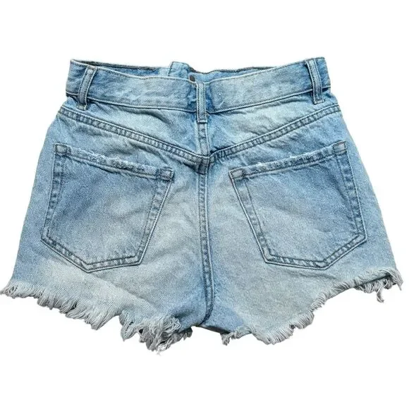 Pac Sun Vintage High Rise Light Wash Distressed Jean Shorts Women’s 25x2 - Picture 2 of 9